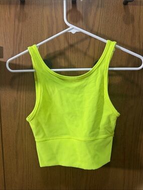 lululemon athletica Neon Yellow Ribbed Crop Tank